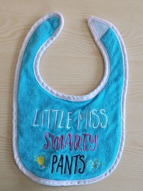 Playtex Turquoise and White "Little Miss Smarty Pants" Baby Bib
